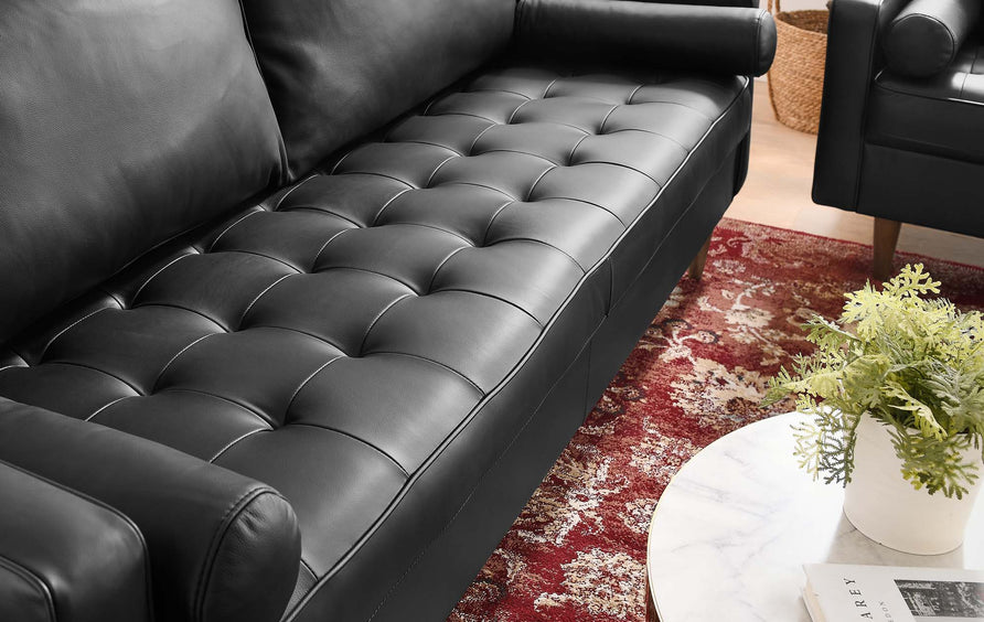 Aragonez 81" Leather Sofa in Black