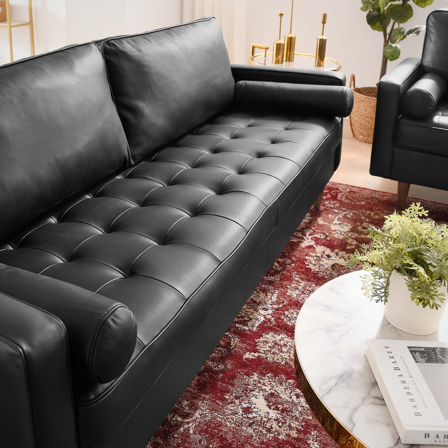 Aragonez 81" Leather Sofa in Black