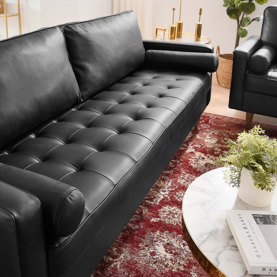 Aragonez 81" Leather Sofa in Black