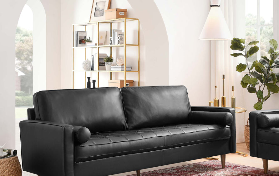 Aragonez 81" Leather Sofa in Black