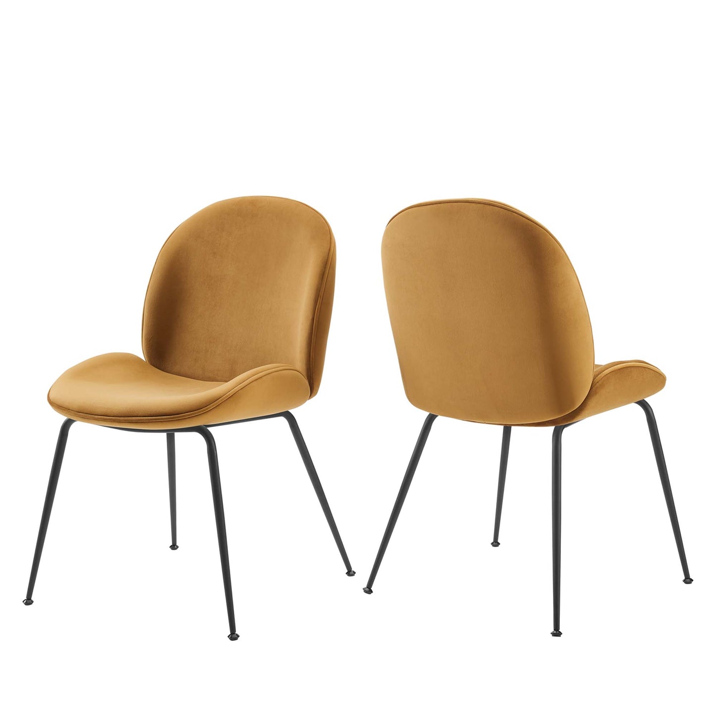 Scoop Black Powder Coated Steel Leg Performance Velvet Dining Chairs Set of 2 by Furniture for America