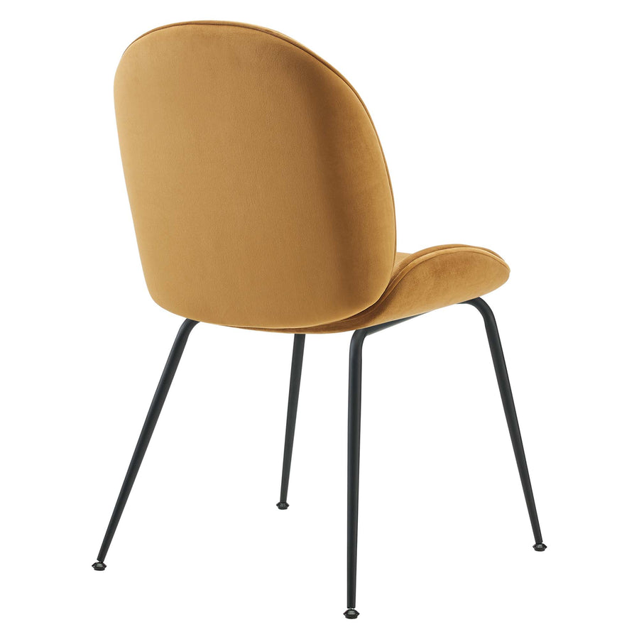 Syrah Black Powder Coated Steel Leg Performance Velvet Dining Chairs Set of 2 in Cognac