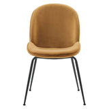 Syrah Black Powder Coated Steel Leg Performance Velvet Dining Chairs Set of 2 in Cognac