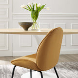 Syrah Black Powder Coated Steel Leg Performance Velvet Dining Chairs Set of 2 in Cognac