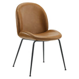 Syrah Black Powder Coated Steel Leg Vegan Leather Dining Chairs Set of 2 in Tan