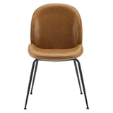 Syrah Black Powder Coated Steel Leg Vegan Leather Dining Chairs Set of 2 in Tan