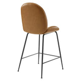 Syrah Black Powder Coated Steel Leg Vegan Leather Counter Stool in Tan