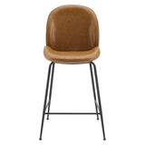 Syrah Black Powder Coated Steel Leg Vegan Leather Counter Stool in Tan