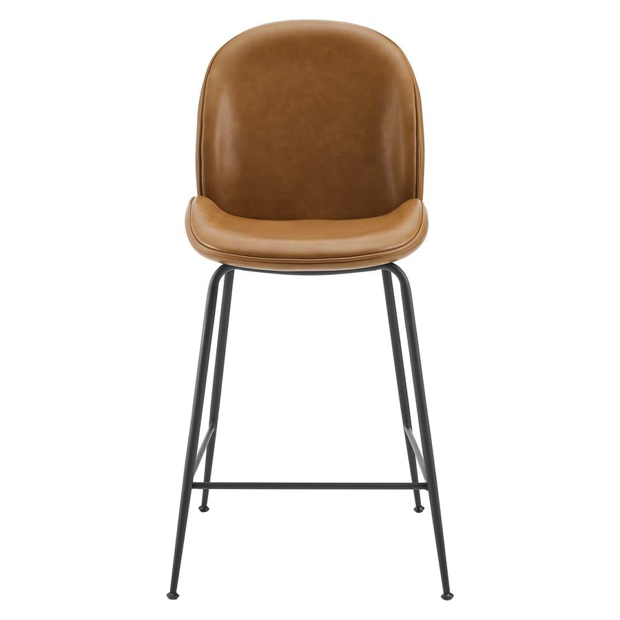 Syrah Black Powder Coated Steel Leg Vegan Leather Counter Stool in Tan
