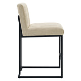 Ulric Channel Tufted Fabric Counter Stool in Beige