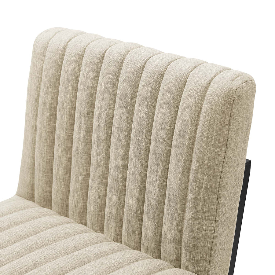 Ulric Channel Tufted Fabric Counter Stool in Beige