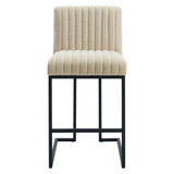 Ulric Channel Tufted Fabric Counter Stool in Beige