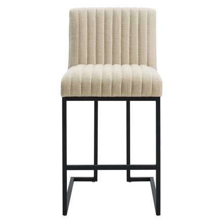 Indulge Channel Tufted Fabric Counter Stool in Beige