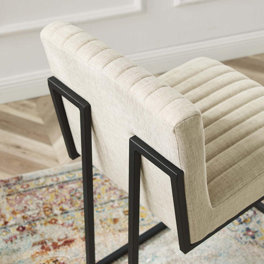 Ulric Channel Tufted Fabric Counter Stool in Beige