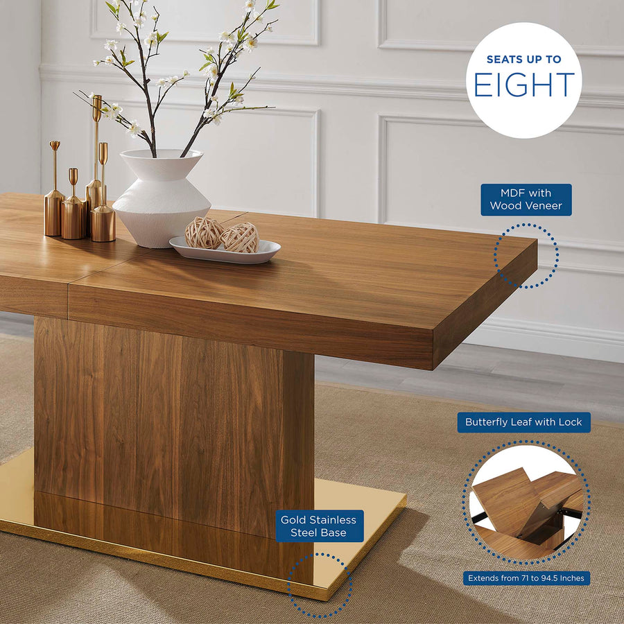 Kalmar Expandable Dining Table in Walnut Gold