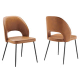 Ayllon Vegan Leather Dining Chair Set of 2 in Black Tan