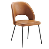 Ayllon Vegan Leather Dining Chair Set of 2 in Black Tan
