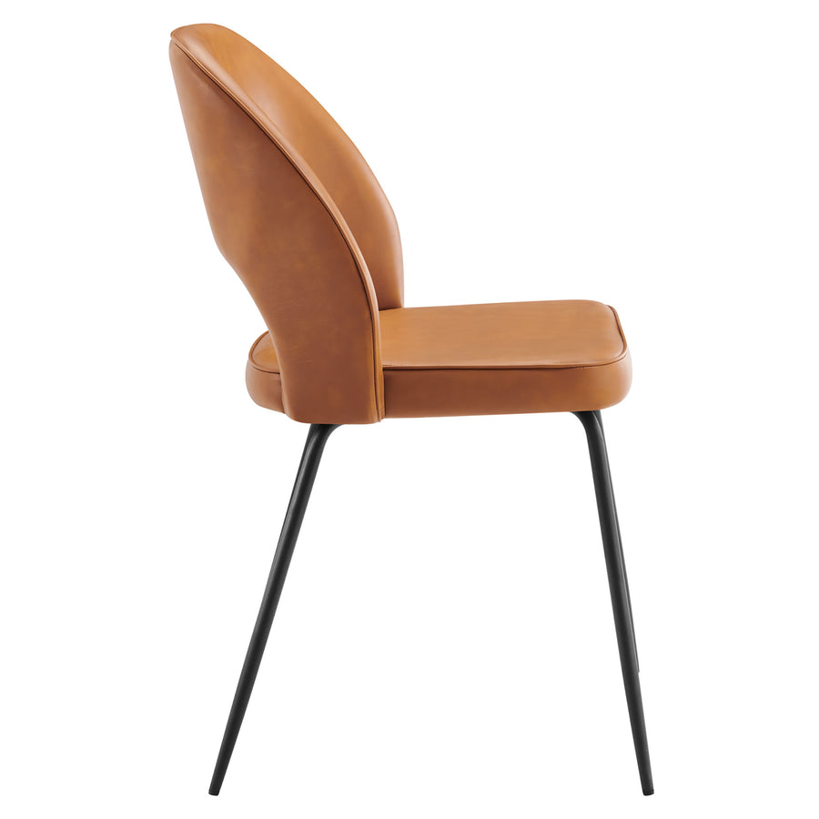 Ayllon Vegan Leather Dining Chair Set of 2 in Black Tan