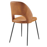Ayllon Vegan Leather Dining Chair Set of 2 in Black Tan