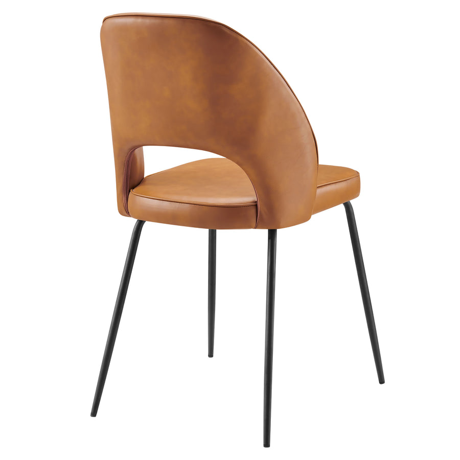 Ayllon Vegan Leather Dining Chair Set of 2 in Black Tan