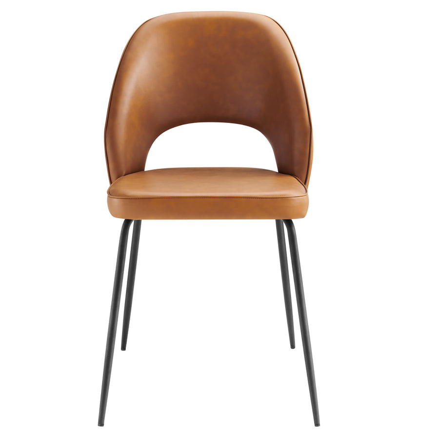 Ayllon Vegan Leather Dining Chair Set of 2 in Black Tan