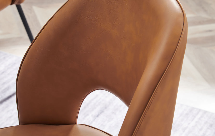 Ayllon Vegan Leather Dining Chair Set of 2 in Black Tan