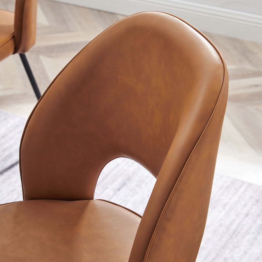 Ayllon Vegan Leather Dining Chair Set of 2 in Black Tan