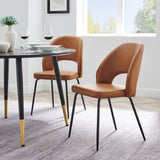 Ayllon Vegan Leather Dining Chair Set of 2 in Black Tan