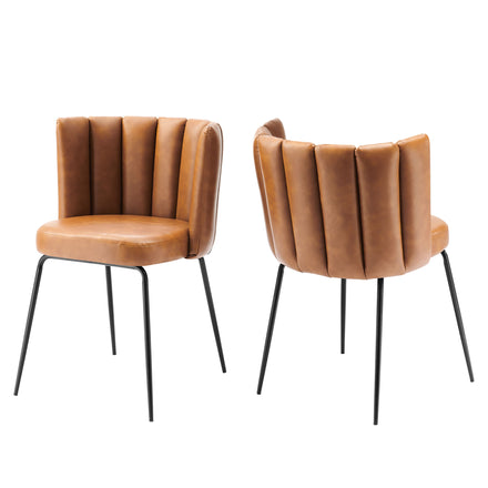 Virtue Vegan Leather Dining Chair Set of 2 in Black Tan