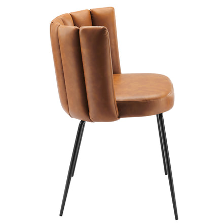 Virtue Vegan Leather Dining Chair Set of 2 in Black Tan