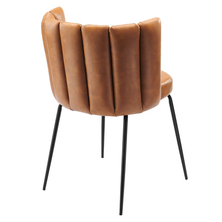 Virtue Vegan Leather Dining Chair Set of 2 in Black Tan