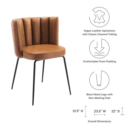 Virtue Vegan Leather Dining Chair Set of 2 in Black Tan