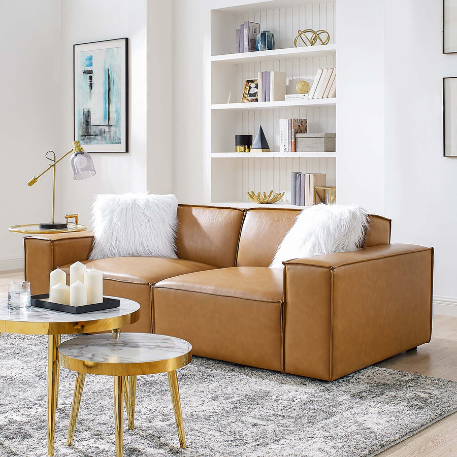 Atlas Vegan Leather Loveseat in Tan