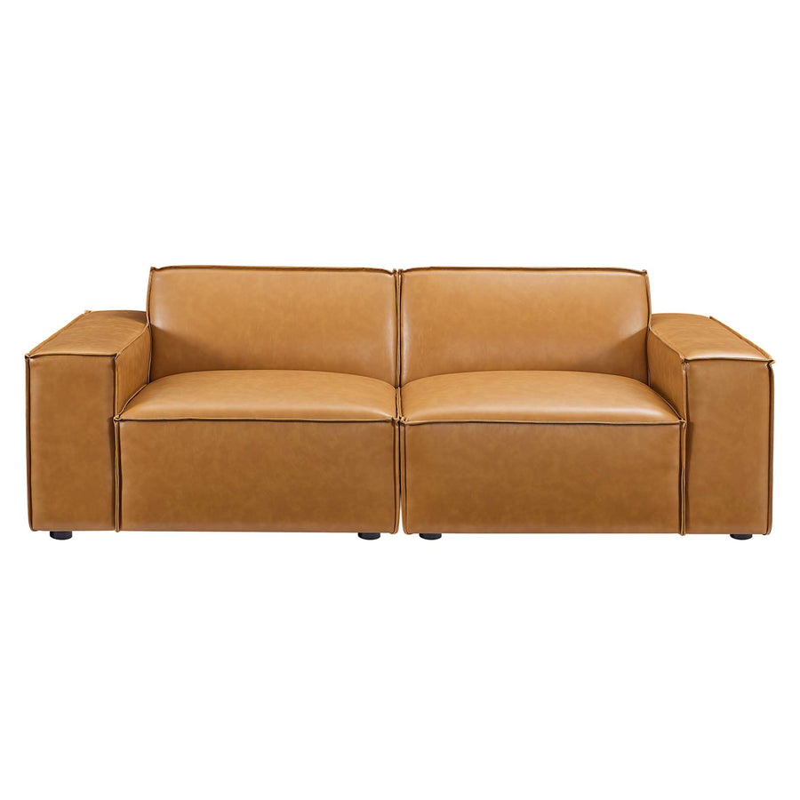 Atlas Vegan Leather Loveseat in Tan