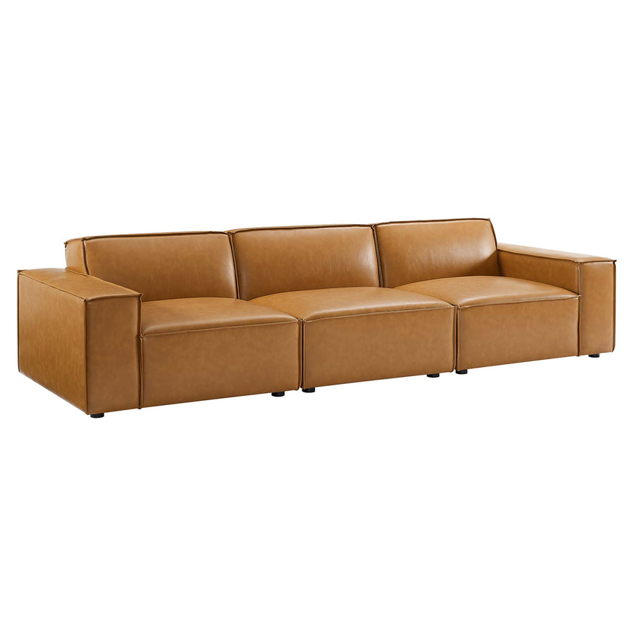 Atlas 3-Piece Vegan Leather Sofa in Tan