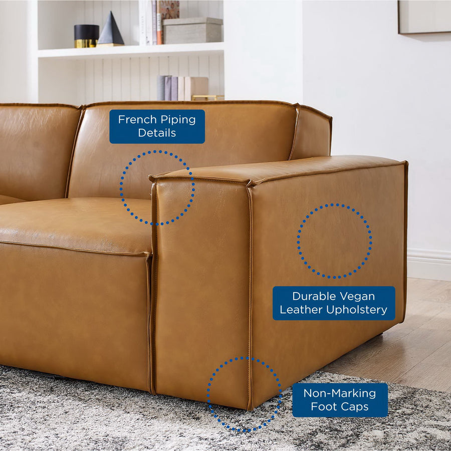 Atlas 3-Piece Vegan Leather Sofa in Tan