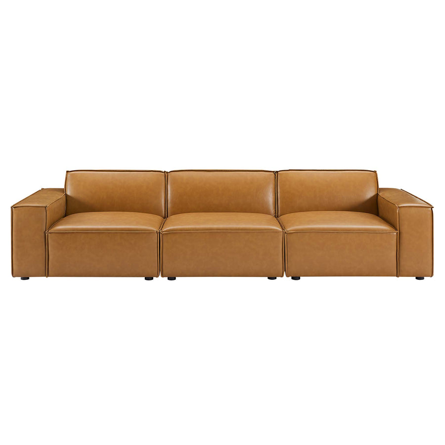 Atlas 3-Piece Vegan Leather Sofa in Tan