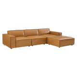 Atlas 4-Piece Vegan Leather Sectional Sofa in Tan