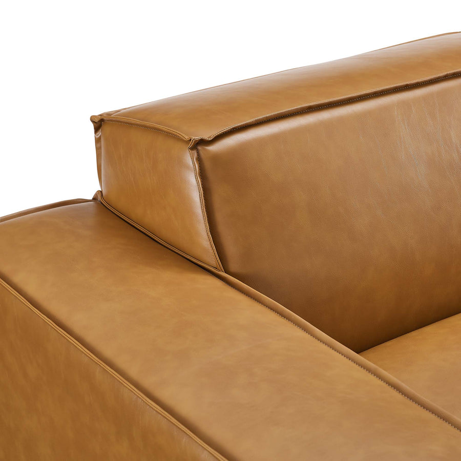 Atlas 4-Piece Vegan Leather Sectional Sofa in Tan