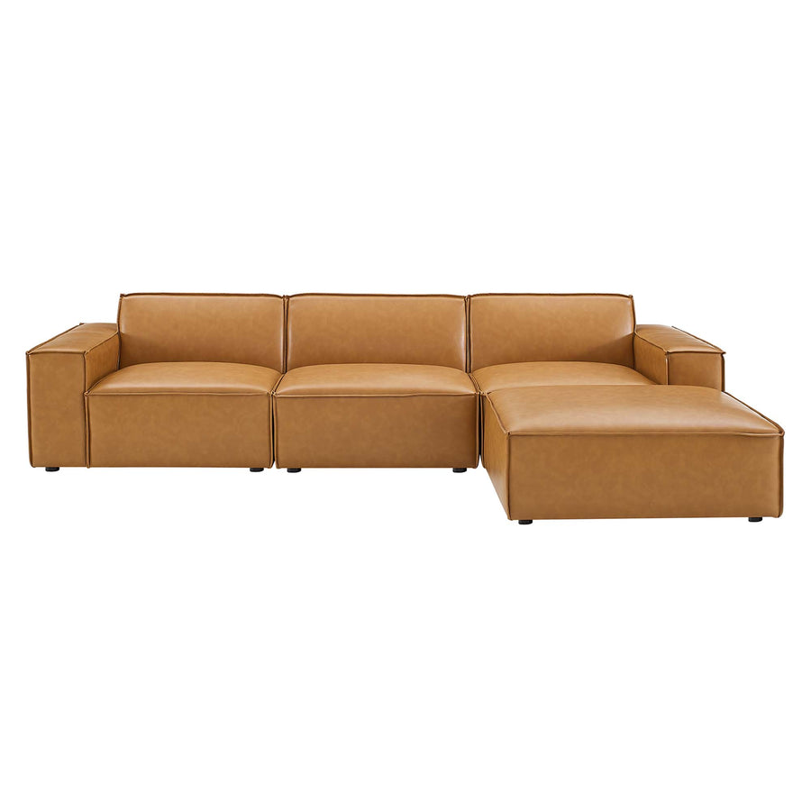 Atlas 4-Piece Vegan Leather Sectional Sofa in Tan