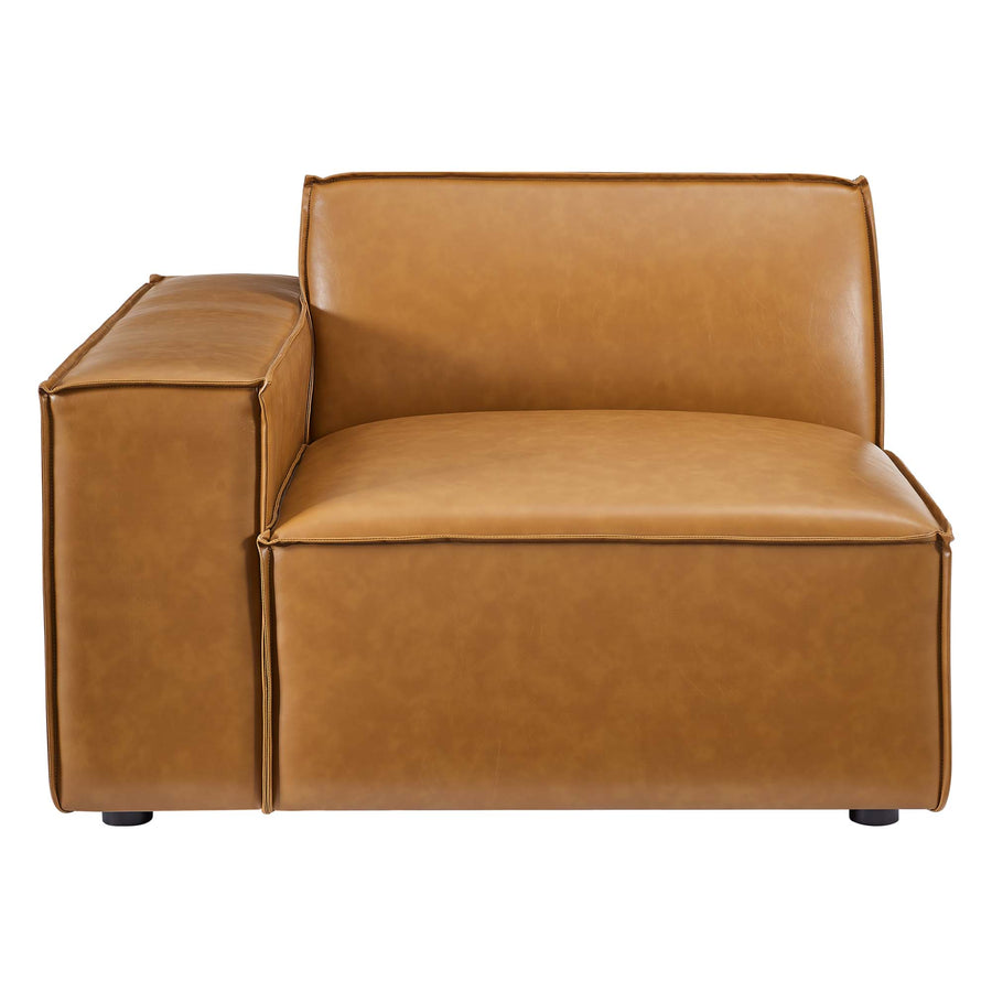 Atlas 4-Piece Vegan Leather Sectional Sofa in Tan