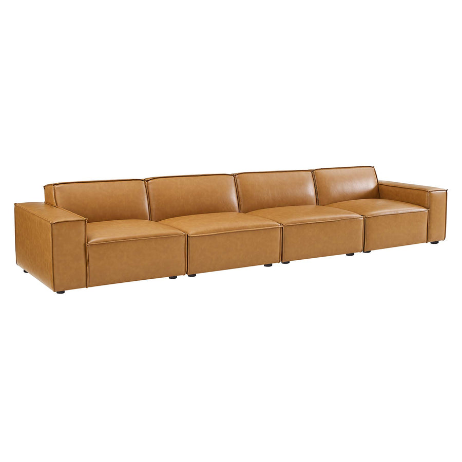 Atlas 4-Piece Vegan Leather Sofa in Tan