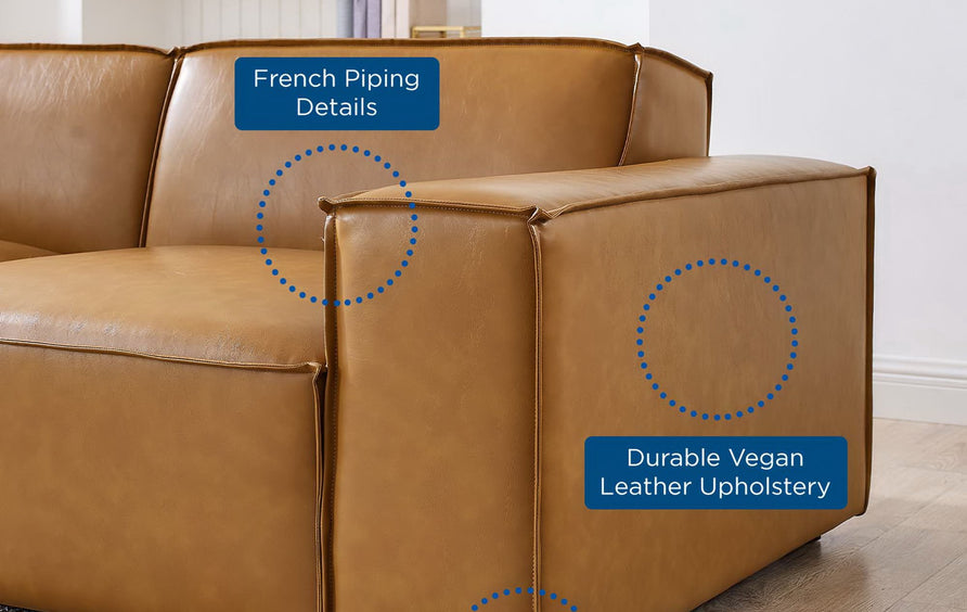 Atlas 4-Piece Vegan Leather Sofa in Tan