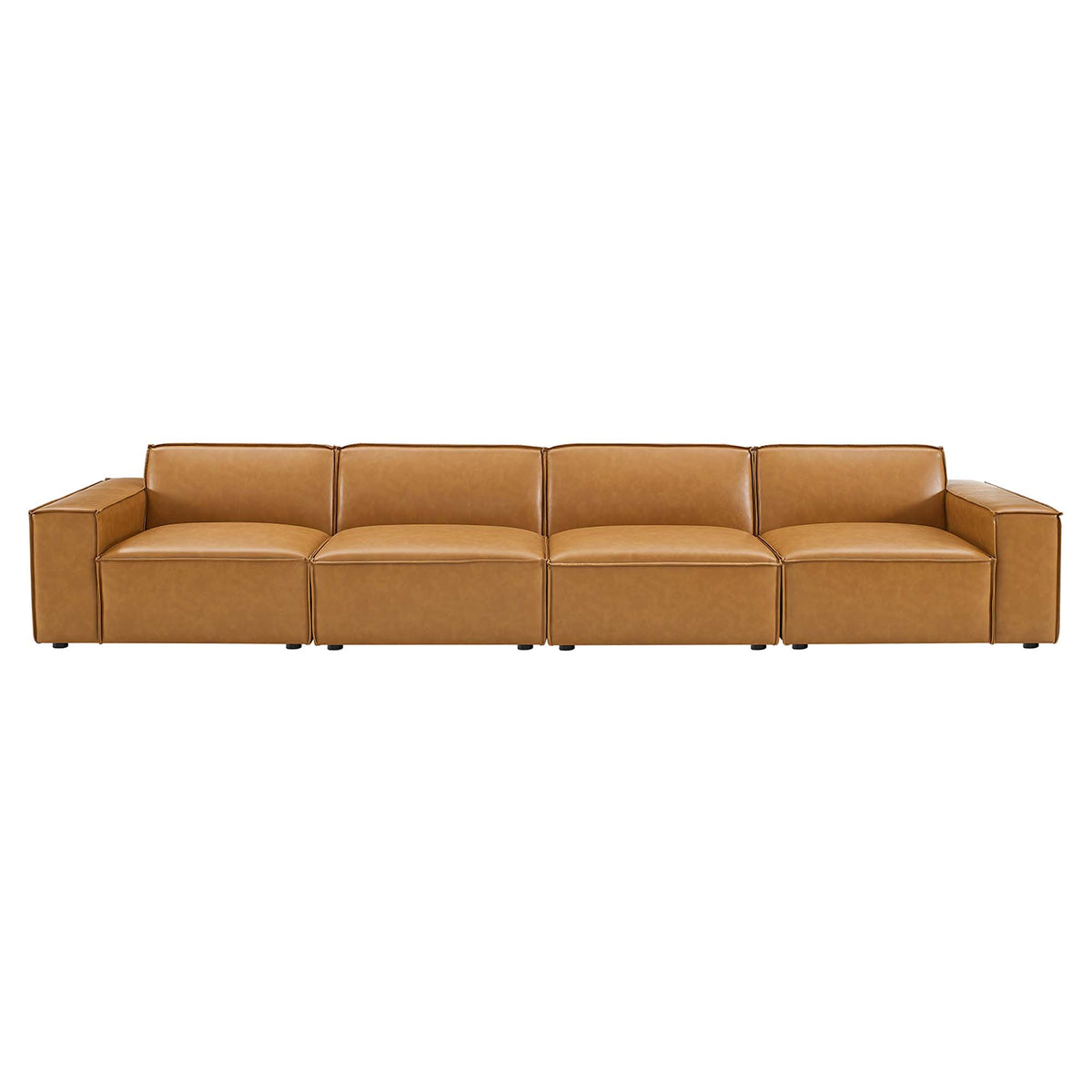 Atlas 4-Piece Vegan Leather Sofa in Tan