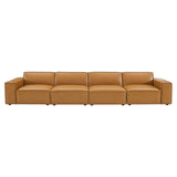 Atlas 4-Piece Vegan Leather Sofa in Tan