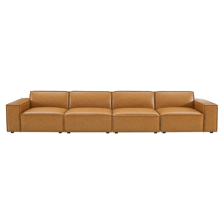 Restore 4-Piece Vegan Leather Sofa in Tan