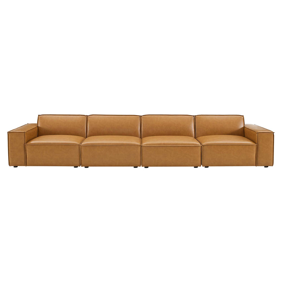 Atlas 4-Piece Vegan Leather Sofa in Tan