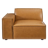Atlas 5-Piece Vegan Leather Sectional Sofa in Tan