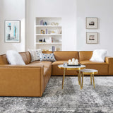 Atlas 5-Piece Vegan Leather Sectional Sofa in Tan