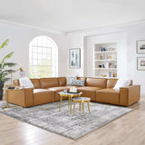 Atlas 5-Piece Vegan Leather Sectional Sofa in Tan